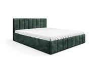 Łóżka - GUTTO Łóżko tapicerowane zielone 180x200 Stelaż z metalowych listew Wysokiej jakości tkanina pluszowa boucle z podstawą łóżka i schowkiem - miniaturka - grafika 1