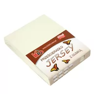 Prześcieradła - Prześcieradło jersey z gumką KARO 160x200 cm, ekri 002 grube 150g/m2 - miniaturka - grafika 1