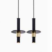 Lampy sufitowe - Amplex Alvito lampa wisząca 2x25W czarna/złota 8148 - miniaturka - grafika 1