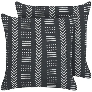 2 bawełniane poduszki dekoracyjne w geometryczny wzór 45 x 45 cm czarno-białe BENZOIN - Poduszki dekoracyjne - miniaturka - grafika 1