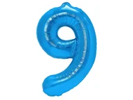 Balony i akcesoria - Balon foliowy "cyfra 9", ciemno niebieska, 100 cm [balon na hel] - miniaturka - grafika 1