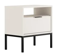 Szafki nocne - Biała szafka nocna z czarnym metalowym stelażem L8-K59 - miniaturka - grafika 1