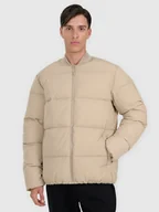 Kurtki i kamizelki sportowe męskie - Męska kurtka puchowa pikowana 4F 4FWAW25TDJAM0709 - beżowa - miniaturka - grafika 1