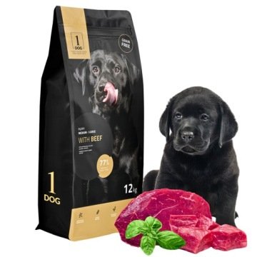 1DOG PUPPY 12KG BEEF WOŁOWINA M/L BEZ ZBÓŻ