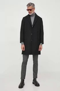 Płaszcze męskie - Sisley płaszcz z domieszką wełny kolor czarny przejściowy - grafika 1