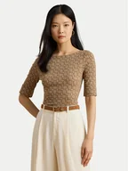 Bluzki damskie - LAUREN RALPH LAUREN Bluzka 200980042001 Beżowy Slim Fit - miniaturka - grafika 1