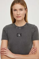 Koszulki sportowe damskie - Calvin Klein Jeans t-shirt damski kolor szary - miniaturka - grafika 1