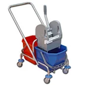 Wózki serwisowe - Euro wózek dwuwiaderkowy z powłoką poliuretanową do sprzątania z wyciskarką TTS - 15 L - miniaturka - grafika 1