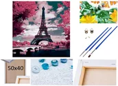 Malowanie po numerach - Malowanie po numerach Obraz Rama Płótno ZESTAW 5w1 miasto PARYŻ WIEŻA EIFFLA Francja - miniaturka - grafika 1