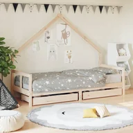 Łóżeczka i kojce - The Living Store Rama łóżka dziecięcego z szufladami - 80x200 cm - sosnowa - Łóżko Dla Dzieci - miniaturka - grafika 1