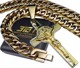 ZŁOTY ŁAŃCUSZEK Z KRZYŻYKIEM STAL CHIRURGICZNA 9MM - Łańcuszki - miniaturka - grafika 1