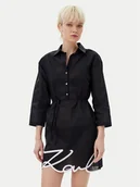 Sukienki - KARL LAGERFELD Sukienka koszulowa A1W46006 Czarny Regular Fit - miniaturka - grafika 1