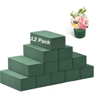 Rękodzieło - TEMU Zestaw 12 Bloków z Zielonej Pianki Kwiatowej o Wysokiej Gęstości, Prostokątne, 14x8x4.5 cm / 5.51*3.15*1.77 cala, Idealny do Kwiaciarni i - miniaturka - grafika 1