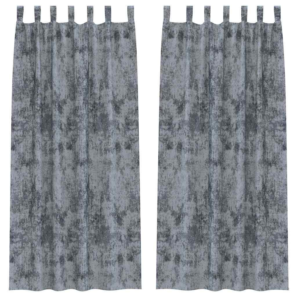 vidaXL Zasłona z zasłonami 2 pcs Srebrny szary 245 x 140 cm Aksamit