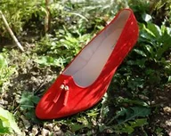 Czółenka - Skórzane czółenko zamsz czerwony obcas 9 cm teg G1/2 NR 42 - miniaturka - grafika 1