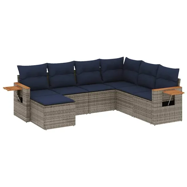 Zestaw mebli ogrodowych z szarego rattanu PE, wymiary 62x62x69 cm