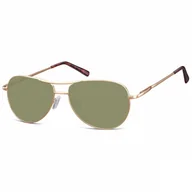 Okulary przeciwsłoneczne - Okulary Pilotki Przeciwsłoneczne Flex SUNOPTIC SG-699B złoto-zielone - miniaturka - grafika 1