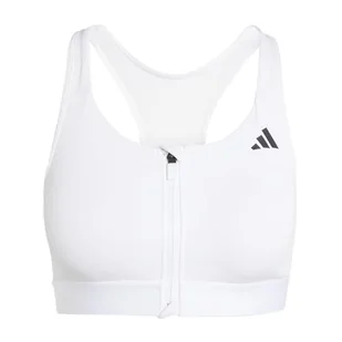 adidas Damski biustonosz treningowy Powerreact Medium Support Zip Bra L A-B - Biustonosze - miniaturka - grafika 1