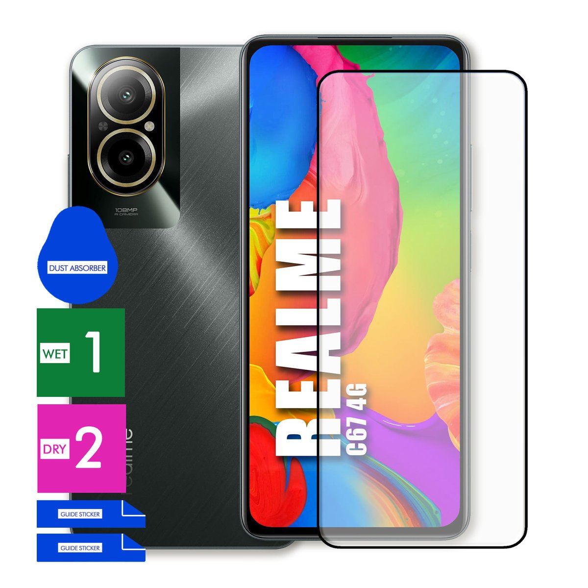 SZKŁO OCHRONNE DO REALME C67 4G HARTOWANE 9H PEŁNE CAŁY EKRAN 5D