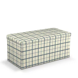 Dekoria.pl Dekoria.pl Skrzynia tapicerowana ecru tło niebieska kratka 90 × 40 × 40 cm Avinon 525-131-66 - Pufy i podnóżki - miniaturka - grafika 1