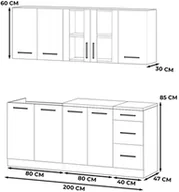 Meble kuchenne - Meble Kuchenne Szare Mat Modułowe Kuchnia Rest 2.0m Pojemna Nowoczesna - miniaturka - grafika 1