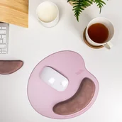 Podkładki pod mysz - Podkładka pod mysz komputerową  jednokolorowa z poduszka wspierającą nadgarstek - różowa/Accurate - miniaturka - grafika 1