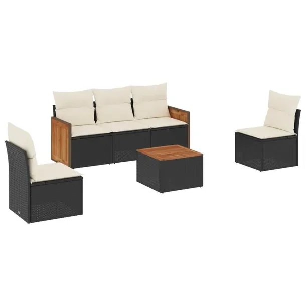 Zestaw wypoczynkowy rattan PE czarny 10szt. 55x62x69cm