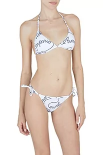 Emporio Armani Swimwear Women's Emporio Armani Logomania Triangle Stringi brazylijskie bikini, biały/granatowy, L, White/Navy Blue, L - Majtki damskie - miniaturka - grafika 1