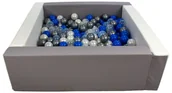 Suche baseny - Kwadratowy suchy basen z ekoskóry z 300 piłeczkami (biały, szary/perłowy, transparentny, niebieski, srebrny) - miniaturka - grafika 1