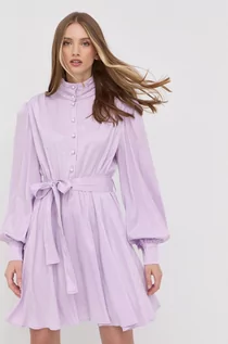 Sukienki - Custommade sukienka kolor fioletowy mini rozkloszowana - grafika 1