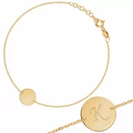 Bransoletki - Murrano Srebrna Bransoletka Złocona 925 Kółeczko Inicjał Grawer YB-096 - miniaturka - grafika 1