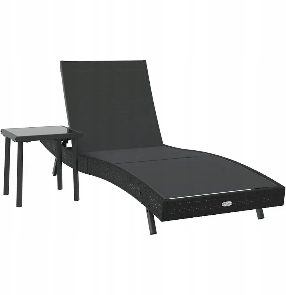 vidaXL Leżak 2 pcs Czarny 40 x 40 x 40.5 cm polirattan