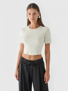 Damski crop-top 4F 4FRAW24TTSHF2581 - zielony - Koszulki sportowe damskie - miniaturka - grafika 1
