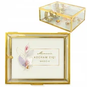 Pudełka i szkatułki - SZKATUŁKA na BIŻUTERIĘ SZKLANA Prezent DZIEŃ MATKI - miniaturka - grafika 1