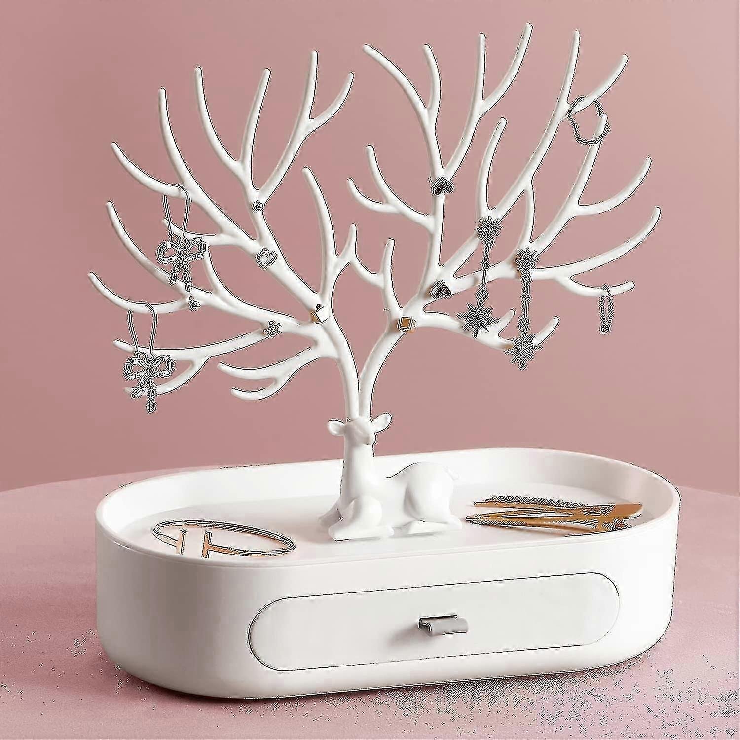 Poroże Stojak na biżuterię, Przechowywanie Naszyjnika, Uchwyt na biżuterię z szufladami, Uchwyt na kolczyki, Stojak na bransoletki, Drzewo jubilers...