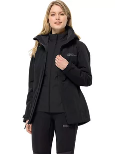 Jack Wolfskin Kurtka funkcyjna 3w1 "Bergland" w kolorze czarnym - Kurtki i kamizelki sportowe damskie - miniaturka - grafika 1