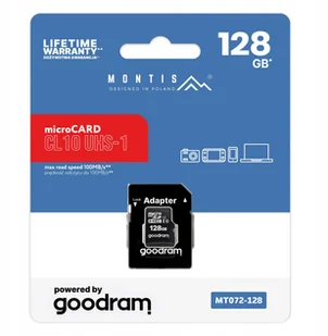 microSD 128GB CL10+adapter MT072-128 Montis by Goodram - Karty pamięci - miniaturka - grafika 1