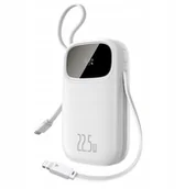 Powerbanki - Powerbank Baseus EnerFill FC31 20000mAh 22.5W z wyświetlaczem cyfrowym i 2 wbudowanymi kablami USB-C + Lightning - biały - miniaturka - grafika 1