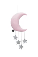 Karuzele dla niemowląt - Różowy mobil księżyc Velvet - miniaturka - grafika 1