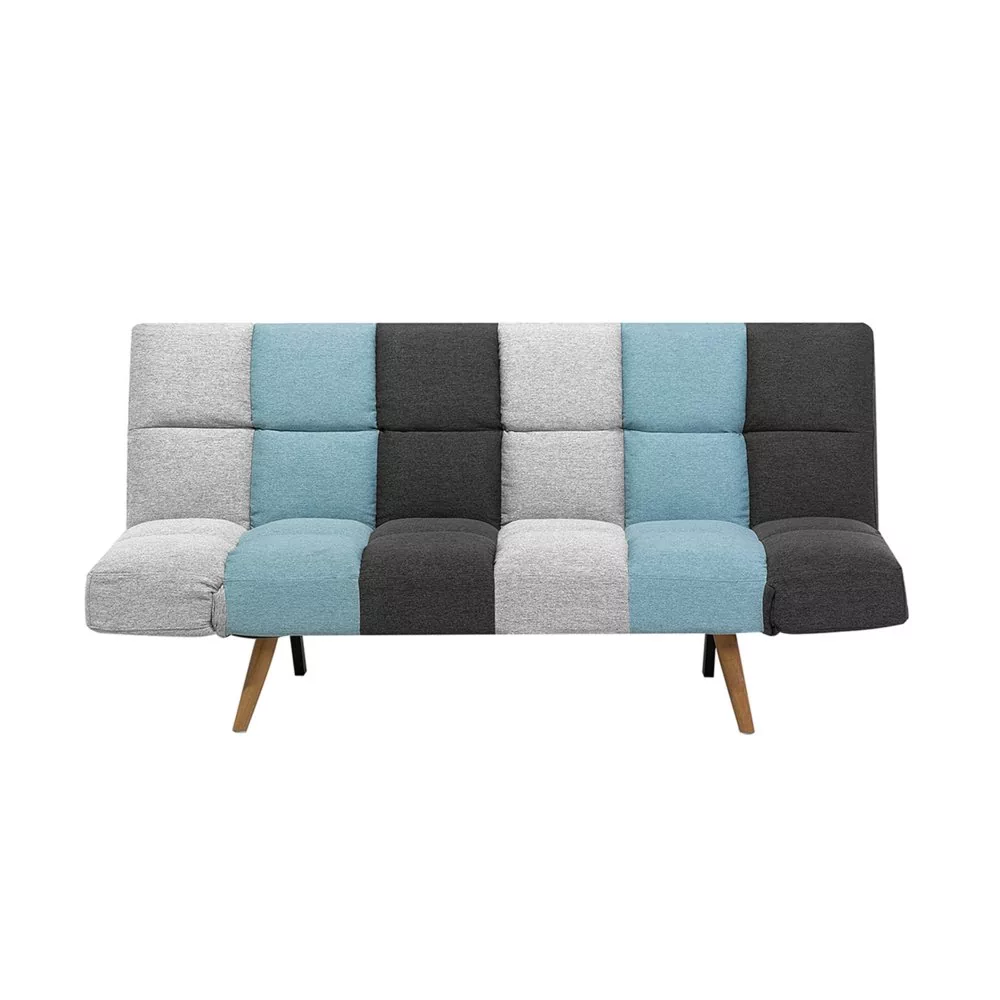 Beliani Sofa tapicerowana szara/niebieska patchwork INGARO