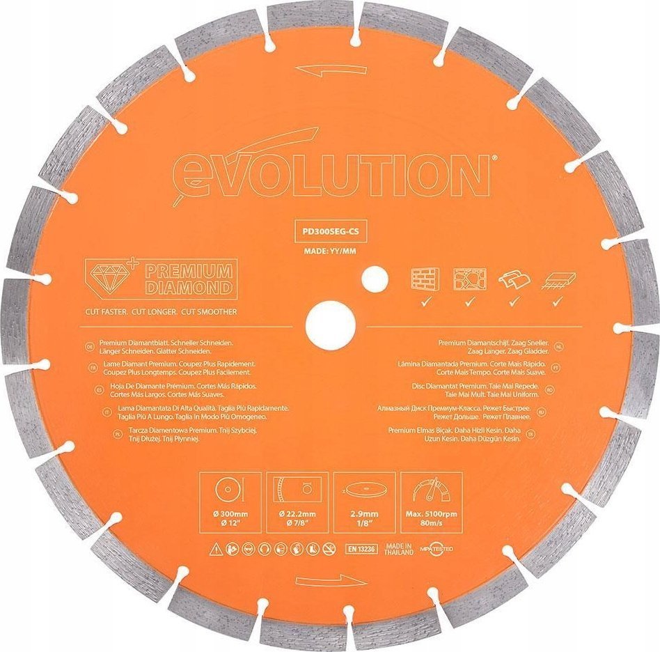 Evolution Tarcza diamentowa segmentowa PD300SEG-CS 300mm PREMIUM