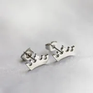 Kolczyki - Kolczyki srebrne korony małe wkrętki ze stali chirurgicznej - miniaturka - grafika 1
