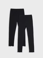 Spodnie i spodenki dla dziewczynek - Sinsay - Legginsy 2 pack - czarny - miniaturka - grafika 1