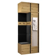 Meble do przedpokoju - Garderoba półszafa z lustrem szafka na buty meble do przedpokoju z panelami tapicerowanymi ORION 30 dąb artisan biały grafit - miniaturka - grafika 1