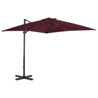 Parasole ogrodowe - Parasol wiszący z aluminiowym słupkiem, 250x250 cm, bordowy - miniaturka - grafika 1