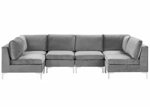 Sofa modułowa 6-osobowa welurowa szara EVJA - Sofy i kanapy - miniaturka - grafika 1