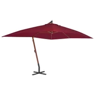 Parasole ogrodowe - Wiszący parasol z drewnianym słupkiem, 400x300 cm, bordowy - miniaturka - grafika 1