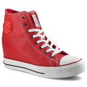 Sneakersy damskie - Czerwone Sneakersy Cross Jeans Damskie Modne Buty - miniaturka - grafika 1