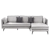 Narożniki - Narożnik welurowy lewostronny jasnoszary ALTAN - miniaturka - grafika 1