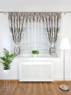 Firany - Firanka dekoracyjna z modnym haftem-szara, firana z zasłoną - miniaturka - grafika 1